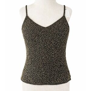 Chaudry KC Black Gold Beaded Silk Camisole Y2K V Neck Zip Back NWT Sm Deadstock